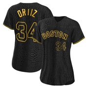 Black Authentic David Ortiz Women's Boston Red Sox Snake Skin City Jersey