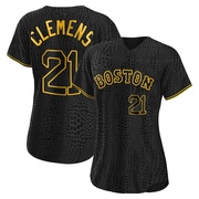 Black Authentic Roger Clemens Women's Boston Red Sox Snake Skin City Jersey