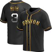 Black Golden Replica Babe Ruth Youth Boston Red Sox Alternate Jersey