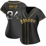 Black Golden Replica David Ortiz Women's Boston Red Sox Alternate Jersey