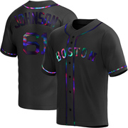 Black Holographic Replica Brian Johnson Men's Boston Red Sox Alternate Jersey