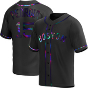 Black Holographic Replica Dustin Pedroia Men's Boston Red Sox Alternate Jersey