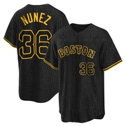 Black Replica Eduardo Nunez Men's Boston Red Sox Snake Skin City Jersey