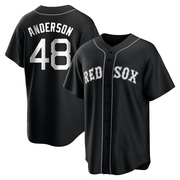 Black/White Replica Chase Anderson Men's Boston Red Sox Jersey