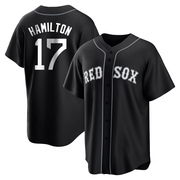 Black/White Replica David Hamilton Men's Boston Red Sox Jersey