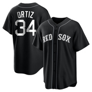 Black/White Replica David Ortiz Youth Boston Red Sox Jersey