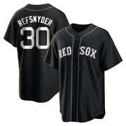 Black/White Replica Rob Refsnyder Men's Boston Red Sox Jersey