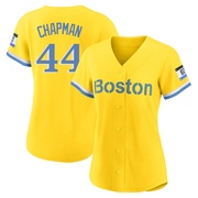 Gold/Light Authentic Aroldis Chapman Women's Boston Red Sox Blue 2021 City Connect Player Jersey