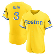 Gold/Light Authentic Babe Ruth Men's Boston Red Sox Blue 2021 City Connect Jersey