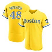 Gold/Light Authentic Chase Anderson Men's Boston Red Sox Blue 2021 City Connect Jersey