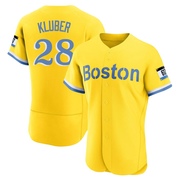 Gold/Light Authentic Corey Kluber Men's Boston Red Sox Blue 2021 City Connect Jersey