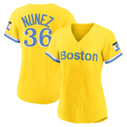 Gold/Light Authentic Eduardo Nunez Women's Boston Red Sox Blue 2021 City Connect Player Jersey