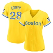 Gold/Light Authentic Garrett Cooper Women's Boston Red Sox Blue 2021 City Connect Player Jersey