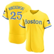 Gold/Light Authentic Josh Winckowski Men's Boston Red Sox Blue 2021 City Connect Jersey