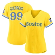 Gold/Light Authentic Luis Guerrero Women's Boston Red Sox Blue 2021 City Connect Player Jersey