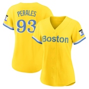 Gold/Light Authentic Luis Perales Women's Boston Red Sox Blue 2021 City Connect Player Jersey