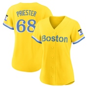 Gold/Light Authentic Quinn Priester Women's Boston Red Sox Blue 2021 City Connect Player Jersey