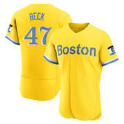 Gold/Light Authentic Rod Beck Men's Boston Red Sox Blue 2021 City Connect Jersey