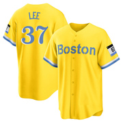 Gold/Light Replica Bill Lee Men's Boston Red Sox Blue 2021 City Connect Player Jersey