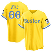 Gold/Light Replica Brayan Bello Men's Boston Red Sox Blue 2021 City Connect Player Jersey