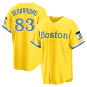 Gold/Light Replica Brennan Bernardino Men's Boston Red Sox Blue 2021 City Connect Player Jersey