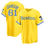 Gold/Light Replica Brian Johnson Youth Boston Red Sox Blue 2021 City Connect Player Jersey