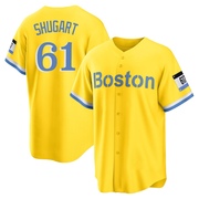 Gold/Light Replica Chase Shugart Men's Boston Red Sox Blue 2021 City Connect Player Jersey