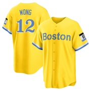 Gold/Light Replica Connor Wong Men's Boston Red Sox Blue 2021 City Connect Player Jersey