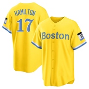 Gold/Light Replica David Hamilton Youth Boston Red Sox Blue 2021 City Connect Player Jersey