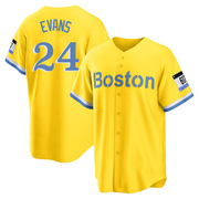 Gold/Light Replica Dwight Evans Men's Boston Red Sox Blue 2021 City Connect Player Jersey