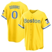 Gold/Light Replica Hunter Dobbins Youth Boston Red Sox Blue 2021 City Connect Player Jersey