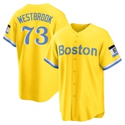 Gold/Light Replica Jamie Westbrook Men's Boston Red Sox Blue 2021 City Connect Player Jersey