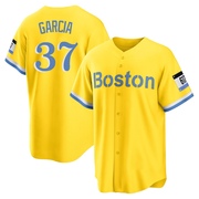 Gold/Light Replica Jhostynxon Garcia Men's Boston Red Sox Blue 2021 City Connect Player Jersey