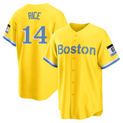 Gold/Light Replica Jim Rice Men's Boston Red Sox Blue 2021 City Connect Player Jersey