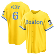 Gold/Light Replica Johnny Pesky Youth Boston Red Sox Blue 2021 City Connect Player Jersey