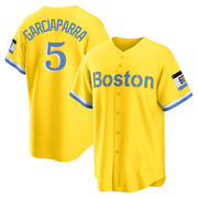 Gold/Light Replica Nomar Garciaparra Men's Boston Red Sox Blue 2021 City Connect Player Jersey