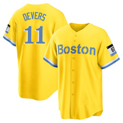 Gold/Light Replica Rafael Devers Men's Boston Red Sox Blue 2021 City Connect Player Jersey