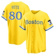 Gold/Light Replica Richard Fitts Men's Boston Red Sox Blue 2021 City Connect Player Jersey