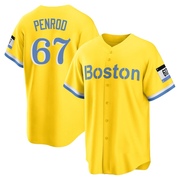 Gold/Light Replica Zach Penrod Men's Boston Red Sox Blue 2021 City Connect Player Jersey