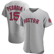 Gray Authentic Dustin Pedroia Men's Boston Red Sox Road Jersey