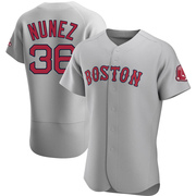 Gray Authentic Eduardo Nunez Men's Boston Red Sox Road Jersey