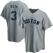 Gray Replica Babe Ruth Men's Boston Red Sox Road Cooperstown Collection Jersey