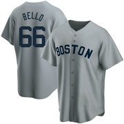 Gray Replica Brayan Bello Men's Boston Red Sox Road Cooperstown Collection Jersey