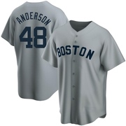 Gray Replica Chase Anderson Men's Boston Red Sox Road Cooperstown Collection Jersey