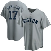 Gray Replica David Hamilton Men's Boston Red Sox Road Cooperstown Collection Jersey