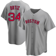 Gray Replica David Ortiz Men's Boston Red Sox Road Jersey