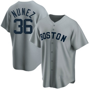 Gray Replica Eduardo Nunez Youth Boston Red Sox Road Cooperstown Collection Jersey