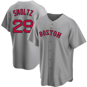 Gray Replica John Smoltz Men's Boston Red Sox Road Jersey