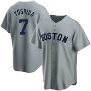 Gray Replica Masataka Yoshida Men's Boston Red Sox Road Cooperstown Collection Jersey