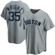 Gray Replica Steven Wright Men's Boston Red Sox Road Cooperstown Collection Jersey